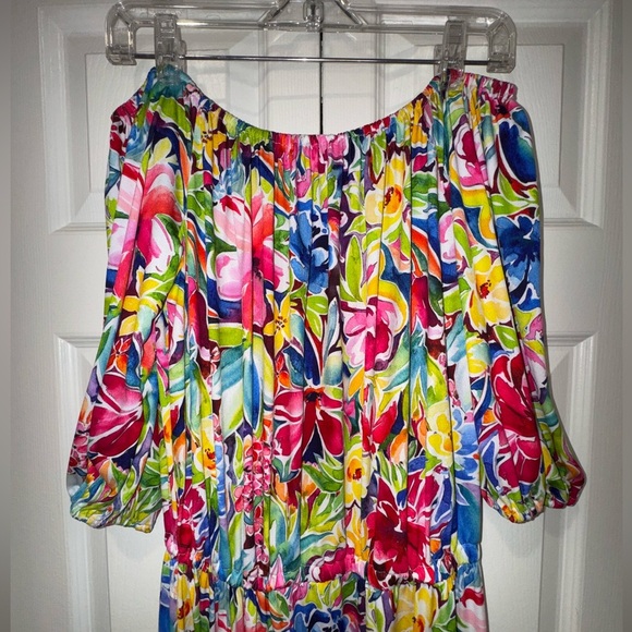Alexia Admor Multicolor Floral Maxi Off-Shoulder Dress, no belt. Size Large. EUC - Picture 3 of 14